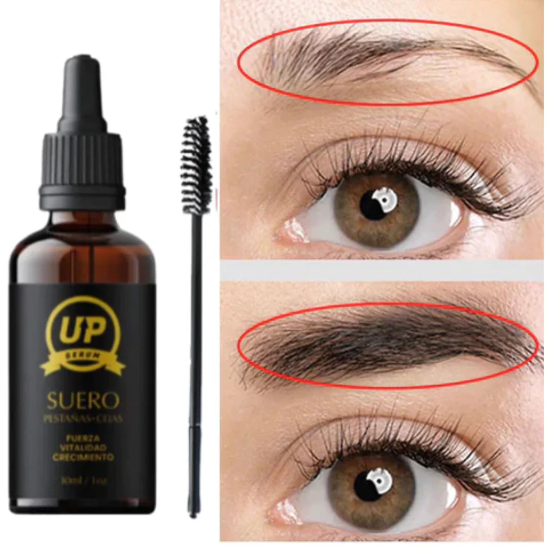 Suero UP crece pestañas 30ml - Tratamiento Fortalecedor y Alargador para Pestañas y Cejas - Potenciador de Pestañas con Ingredientes Naturales - Suero para el crecimiento y el grosor de las pestañas y cejas