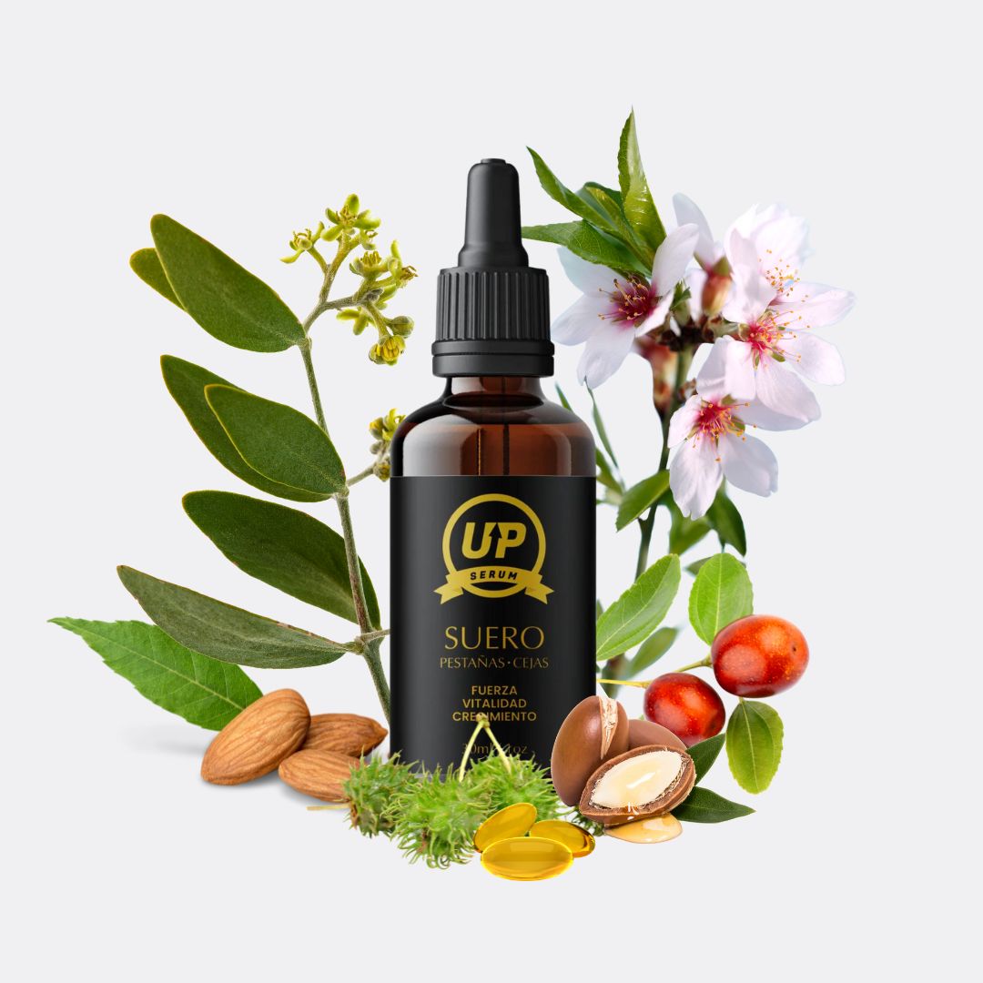 Suero UP crece pestañas 30ml - Tratamiento Fortalecedor y Alargador para Pestañas y Cejas - Potenciador de Pestañas con Ingredientes Naturales - Suero para el crecimiento y el grosor de las pestañas y cejas